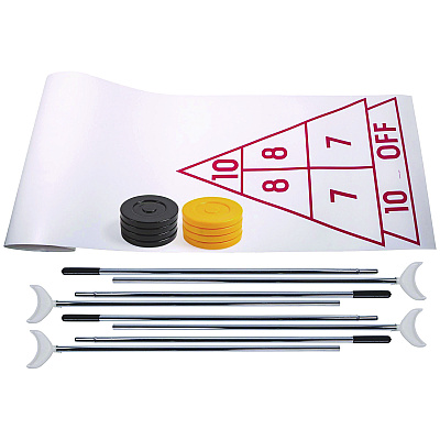 Champion Sports Blacktop Shuffleboard Set, (2) Two-Piece 51" Cues/(8) Discs/Sidewalk Chalk (CSISBA30)