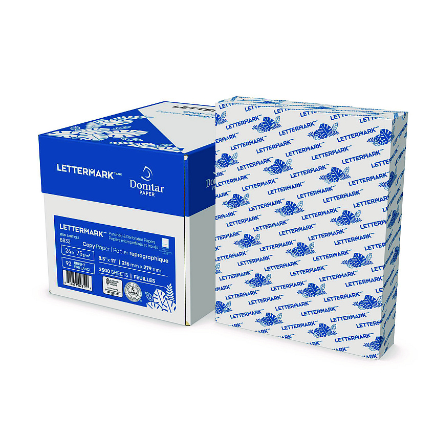Lettermark Custom Cut-Sheet Copy Paper, 92 Bright, Micro-Perforated 3.66" from Bottom, 24 lb Bond Weight, 8.5 x 11, White, 500/Ream (DMR8832)