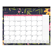 Blueline Academic 18-Month Desk Pad Calendar, Floral Artwork, 22 x 17, White/Multicolor Sheets, Black Headband, July 2025 to Dec 2026 (CA1716BD)
