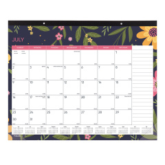 Blueline Academic 18-Month Desk Pad Calendar, 22 x 17, White/Multicolor Sheets, Black Headband, 18-Month (July to Dec): 2024 to 2025 (REDCA1716BD)