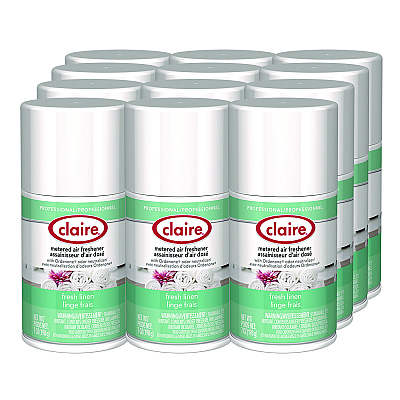 Claire Metered Air Freshener, Fresh Linen, 11 oz Aerosol Spray, 12/Carton (CGC110)