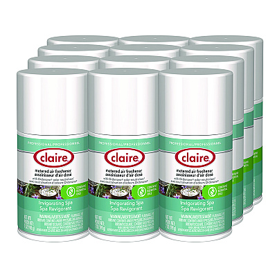 Claire Metered Air Freshener, Invigorating Spa, 11 oz Aerosol Spray, 12/Carton (CGC1303)