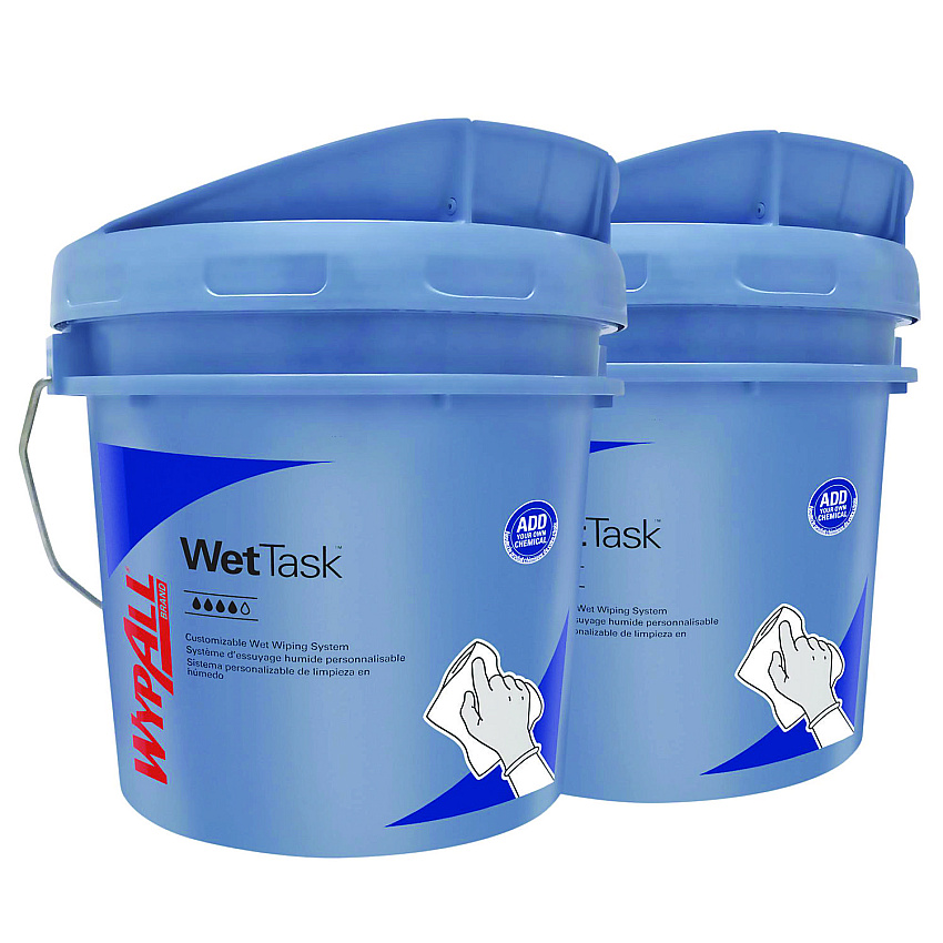 WypAll WetTask Customizable Wet Wiping System, 3.5 gal, Blue, 2/Carton (KCC09361)