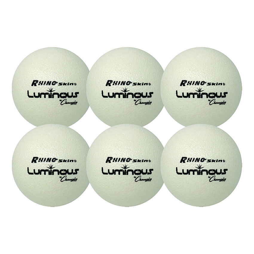 Champion Sports Rhino Skin Luminous Dodgeball Set, 6.3" Diameter, 6/Set (CSIRXLUMSET)