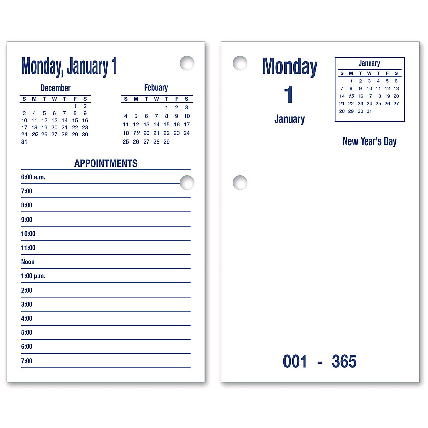 AbilityOne 7510016648800, SKILCRAFTDAYMAX Type II Calendar Pad, 6 x 3.5, White/Blue Sheets, 12-Month (Jan to Dec): 2026 (6648796)