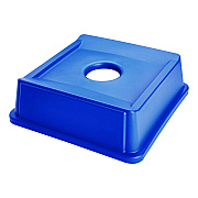 Rubbermaid Commercial Untouchable Bottle and Can Recycling Top, Round Opening,  20.13w x 20.13d x 6.25h, Blue (RCP2791BLU)