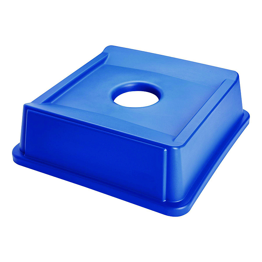 Rubbermaid Commercial Untouchable Bottle and Can Recycling Top, Round Opening,  20.13w x 20.13d x 6.25h, Blue (RCP2791BLU)