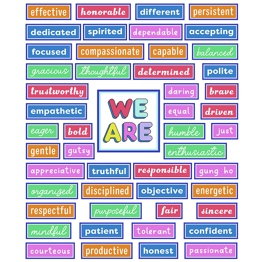 Carson-Dellosa Education Motivational Bulletin Board Sets, 52-Piece Set, We Stick Together: Motivational, 7.9" x 15", Multicolor (CDP110590)