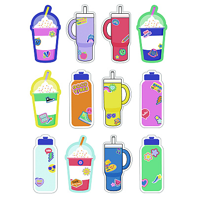 Carson-Dellosa Education Assorted Colorful Cut-Outs, 36-Piece Set, We Stick Together: Cups + Water Bottles, 5.8" x 8", Multicolor (CDP120651)
