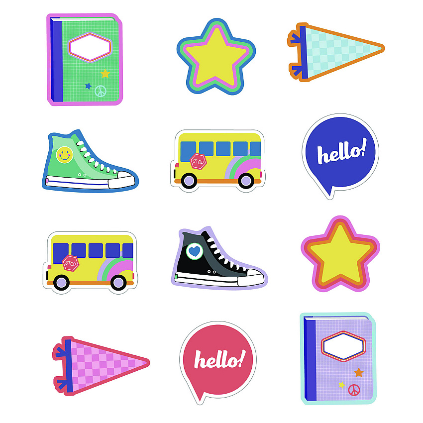Carson-Dellosa Education Assorted Colorful Cut-Outs, 36-Piece Set, We Stick Together: Hello School, 6" x 6", Multicolor (CDP120652)