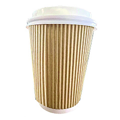 Karat Ripple Hot Cups, 12 oz, Kraft/White, 500/Carton (KRTCKRC512)