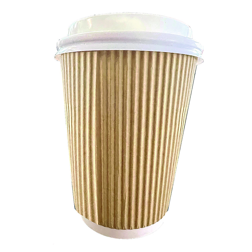 Karat Ripple Hot Cups, 12 oz, Kraft/White, 500/Carton (KRTCKRC512)