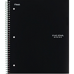 Five Star Wirebound Notebook, 5-Subject, Medium/College Rule, Assorted Cover Colors, (200) 11 x 8.5 Sheets, 2/Pack (MEA820190)