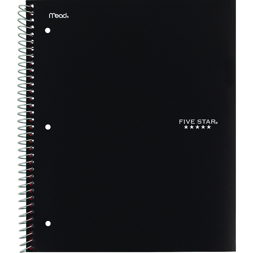 Five Star Wirebound Notebook, 5-Subject, Medium/College Rule, Assorted Cover Colors, (200) 11 x 8.5 Sheets, 2/Pack (MEA820190)