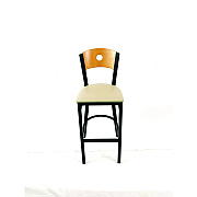 JMC Furniture Circle Series Barstool, Supports Up to 300 lb, 28.5" Seat Height, Taupe Seat, Natural Back, Black Base (CRBBVTAUD)
