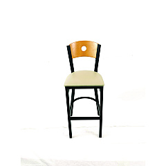 JMC Furniture Circle Series Barstool, Supports Up to 300 lb, 28.5" Seat Height, Taupe Seat, Natural Back, Black Base (CRBBVTAUD)