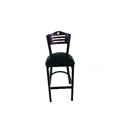 JMC Furniture Eagle Series Barstool, Supports Up to 300 lb, 28.5" Seat Height, Black Seat, Dark Mahogany Back, Black Base (EBBVBLKB)