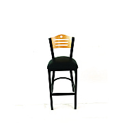 JMC Furniture Eagle Series Barstool, Supports Up to 300 lb, 28.5" Seat Height, Black Seat, Natural Back, Black Base (EBBVBLKD)