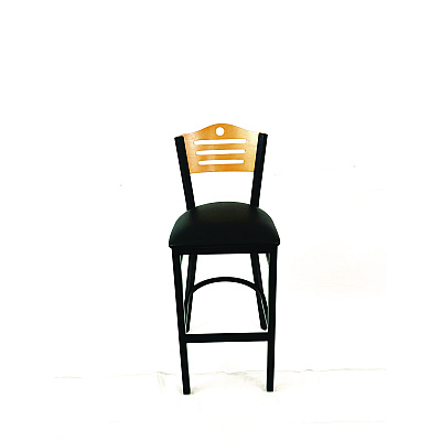 JMC Furniture Eagle Series Barstool, Supports Up to 300 lb, 28.5" Seat Height, Black Seat, Natural Back, Black Base (EBBVBLKD)