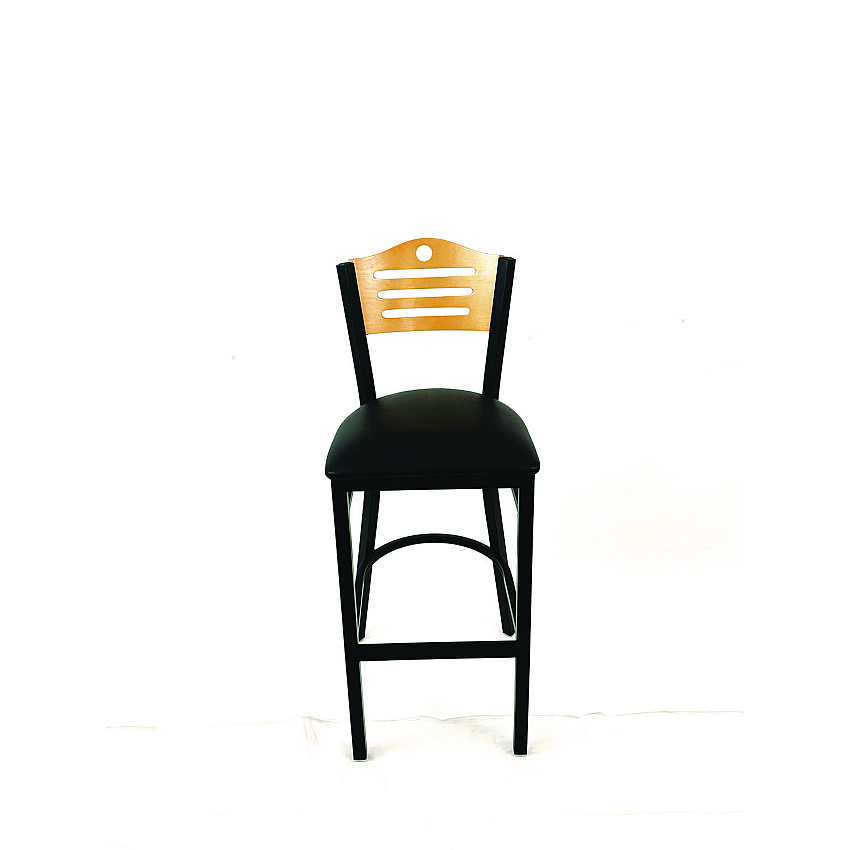 JMC Furniture Eagle Series Barstool, Supports Up to 300 lb, 28.5" Seat Height, Black Seat, Natural Back, Black Base (EBBVBLKD)
