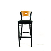 JMC Furniture Circle Series Barstool, Supports Up to 300 lb, 28.5" Seat Height, Black Seat, Natural Back, Black Base (CRBBVBLKD)