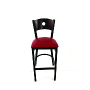 JMC Furniture Circle Series Barstool, Supports Up to 300 lb, 28.5" Seat Height, Burgundy Seat, Dark Walnut Back, Black Base (CRBBVBURC)