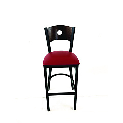 JMC Furniture Circle Series Barstool, Supports Up to 300 lb, 28.5" Seat Height, Burgundy Seat, Dark Walnut Back, Black Base (CRBBVBURC)