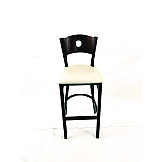 JMC Furniture Circle Series Barstool, Supports Up to 300 lb, 28.5" Seat Height, Cream Seat, Dark Walnut Back, Black Base (CRBBVCRMC)