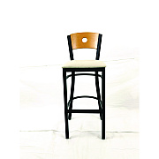 JMC Furniture Circle Series Barstool, Supports Up to 300 lb, 28.5" Seat Height, Cream Seat, Natural Back, Black Base (CRBBVCRMD)
