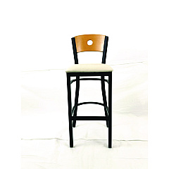 JMC Furniture Circle Series Barstool, Supports Up to 300 lb, 28.5" Seat Height, Cream Seat, Natural Back, Black Base (CRBBVCRMD)