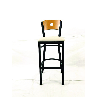 JMC Furniture Circle Series Barstool, Supports Up to 300 lb, 28.5" Seat Height, Cream Seat, Natural Back, Black Base (CRBBVCRMD)