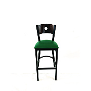 JMC Furniture Circle Series Barstool, Supports Up to 300 lb, 28.5" Seat Height, Green Seat, Dark Walnut Back, Black Base (CRBBVGRNC)