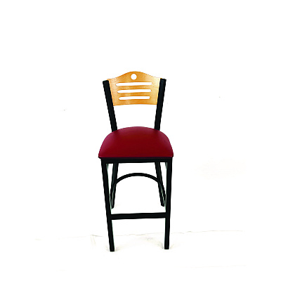 JMC Furniture Eagle Series Barstool, Supports Up to 300 lb, 28.5" Seat Height, Burgundy Seat, Natural Back, Black Base (EBBVBURD)