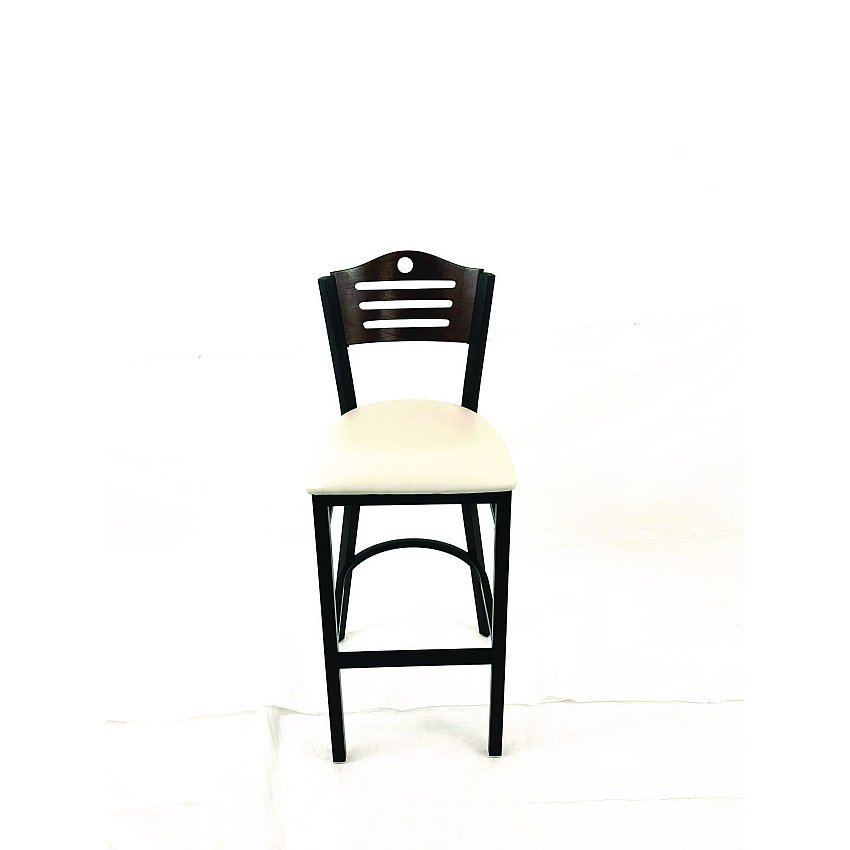 JMC Furniture Eagle Series Barstool, Supports Up to 300 lb, 28.5" Seat Height, Cream Seat, Dark Walnut Back, Black Base (EBBVCRMC)