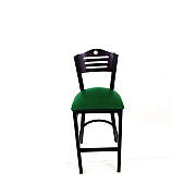 JMC Furniture Eagle Series Barstool, Supports Up to 300 lb, 28.5" Seat Height, Green Seat, Dark Mahogany Back, Black Base (EBBVGRNB)