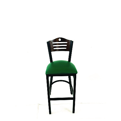 JMC Furniture Eagle Series Barstool, Supports Up to 300 lb, 28.5" Seat Height, Green Seat, Dark Walnut Back, Black Base (EBBVGRNC)