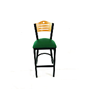 JMC Furniture Eagle Series Barstool, Supports Up to 300 lb, 28.5" Seat Height, Green Seat, Natural Back, Black Base (EBBVGRND)