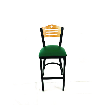 JMC Furniture Eagle Series Barstool, Supports Up to 300 lb, 28.5" Seat Height, Green Seat, Natural Back, Black Base (EBBVGRND)