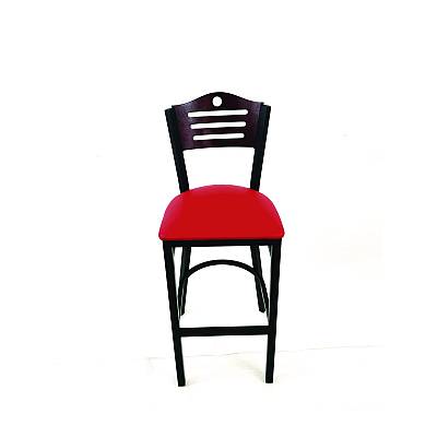 JMC Furniture Eagle Series Barstool, Supports Up to 300 lb, 28.5" Seat Height, Red Seat, Dark Mahogany Back, Black Base (EBBVREDB)