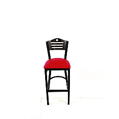 JMC Furniture Eagle Series Barstool, Supports Up to 300 lb, 28.5" Seat Height, Red Seat, Dark Walnut Back, Black Base (EBBVREDC)