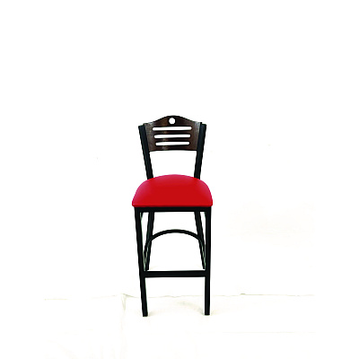 JMC Furniture Eagle Series Barstool, Supports Up to 300 lb, 28.5" Seat Height, Red Seat, Dark Walnut Back, Black Base (EBBVREDC)