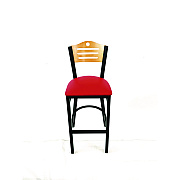 JMC Furniture Eagle Series Barstool, Supports Up to 300 lb, 28.5" Seat Height, Red Seat, Natural Back, Black Base (EBBVREDD)