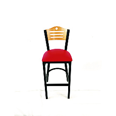JMC Furniture Eagle Series Barstool, Supports Up to 300 lb, 28.5" Seat Height, Red Seat, Natural Back, Black Base (EBBVREDD)