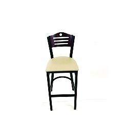 JMC Furniture Eagle Series Barstool, Supports Up to 300 lb, 28.5" Seat Height, Taupe Seat, Dark Mahogany Back, Black Base (EBBVTAUB)