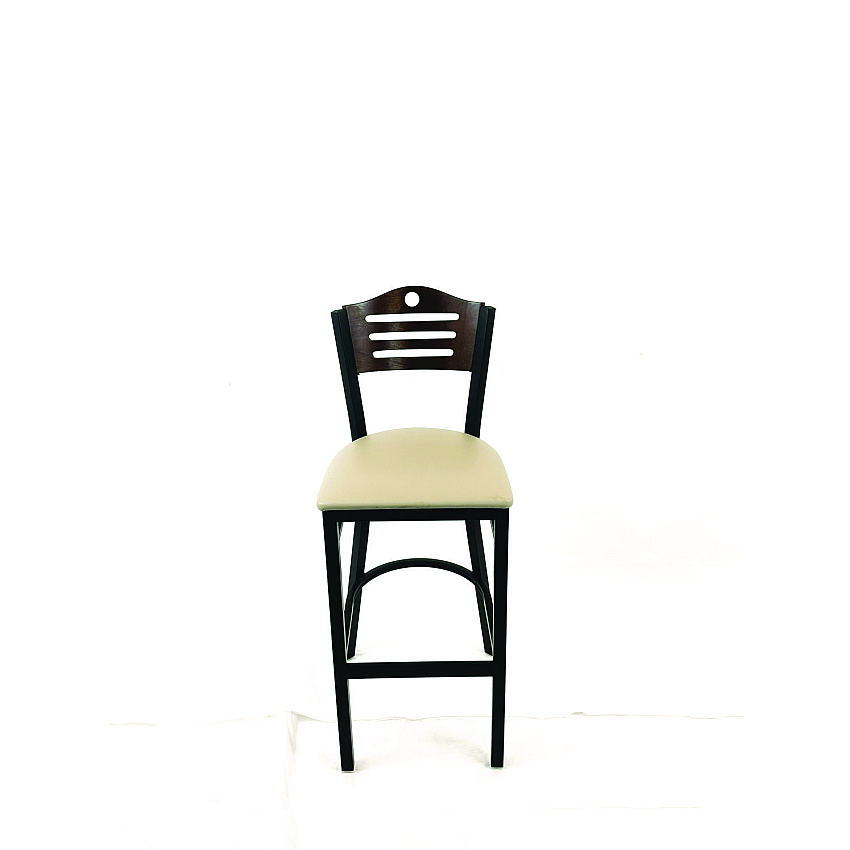 JMC Furniture Eagle Series Barstool, Supports Up to 300 lb, 28.5" Seat Height, Taupe Seat, Dark Walnut Back, Black Base (EBBVTAUC)