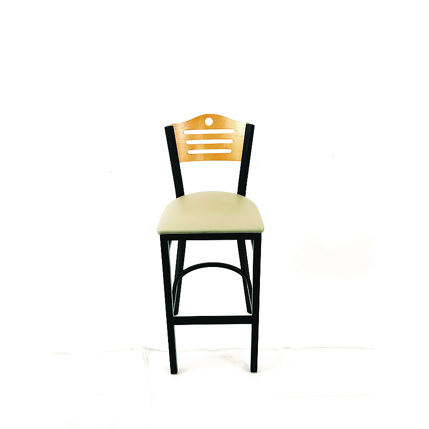 JMC Furniture Eagle Series Barstool, Supports Up to 300 lb, 28.5" Seat Height, Taupe Seat, Natural Back, Black Base (EBBVTAUD)