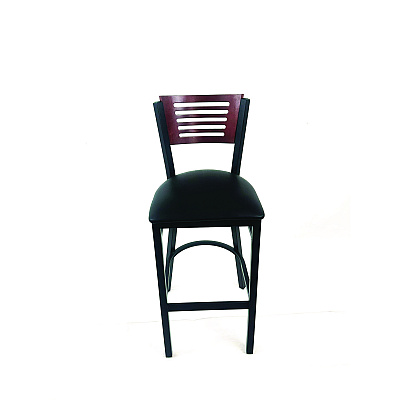 JMC Furniture Jones River Series Barstool, Supports Up to 300 lb, 28.5" Seat Height, Black Seat, Dark Mahogany Back, Black Base (JRBBVBLKB)