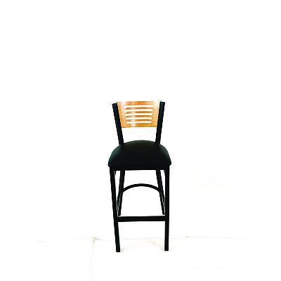 JMC Furniture Jones River Series Barstool, Supports Up to 300 lb, 28.5" Seat Height, Black Seat, Natural Back, Black Base (JRBBVBLKD)