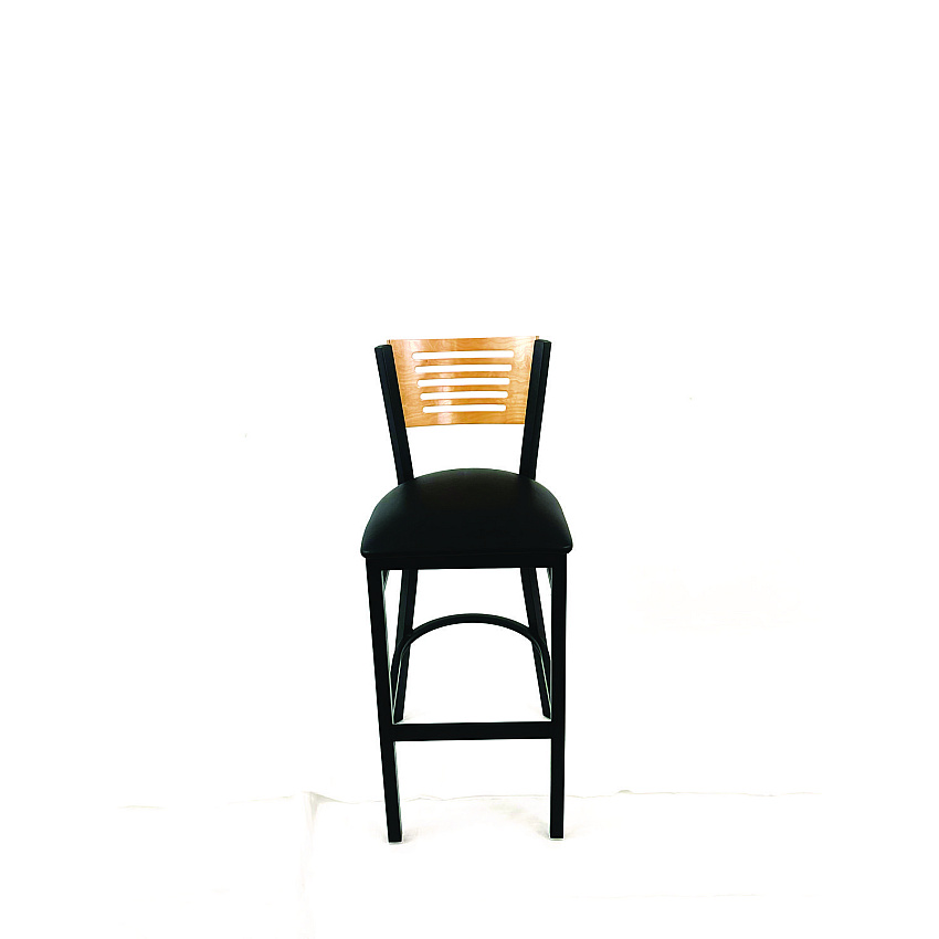 JMC Furniture Jones River Series Barstool, Supports Up to 300 lb, 28.5" Seat Height, Black Seat, Natural Back, Black Base (JRBBVBLKD)