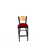 JMC Furniture Jones River Series Barstool, Supports Up to 300 lb, 28.5" Seat Height, Burgundy Seat, Natural Back, Black Base (JRBBVBURD)
